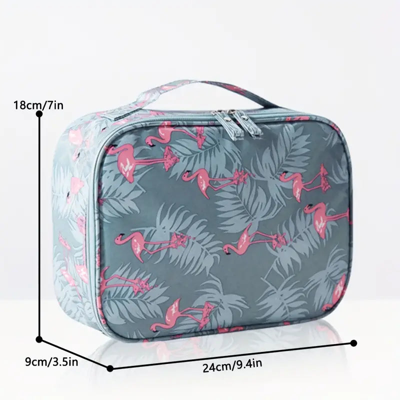 Best Travel Makeup Cosmetic Case Organizer - Flamingo Travel Cosmetic Bag