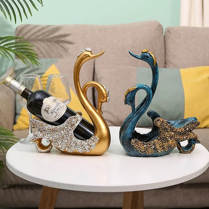 Swan Sculpture Bottle Rack Holder