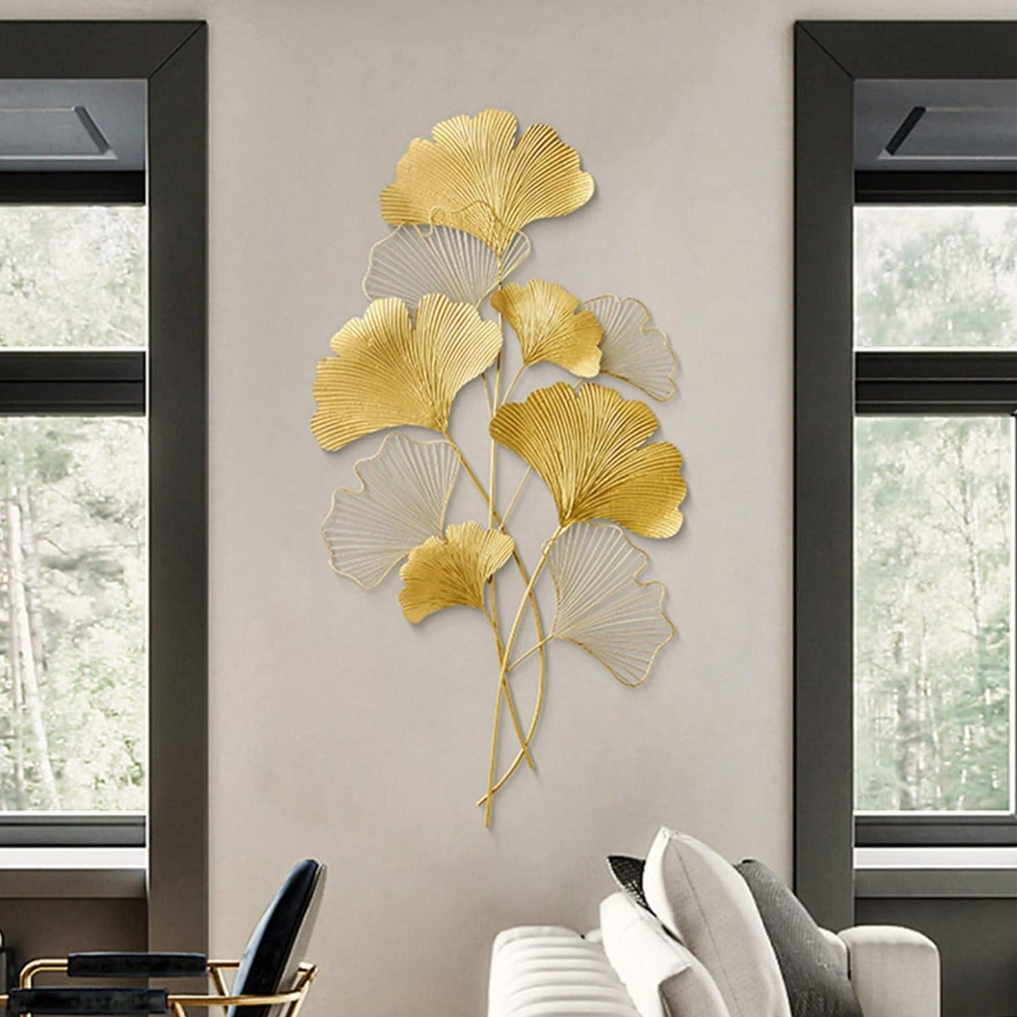 Modern Metal Ginkgo Leaves Wall Decor Home Hanging