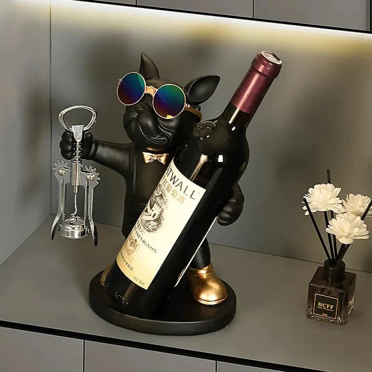 Creative Home Bottle Cabinet Table - French Dog Decoration