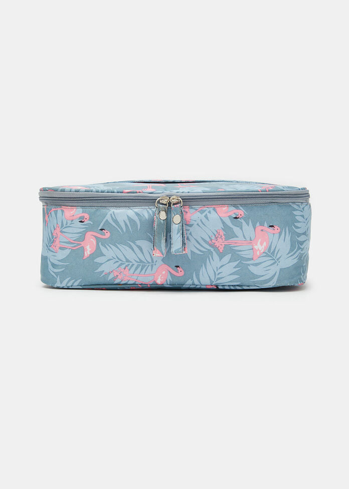 Best Travel Makeup Cosmetic Case Organizer - Flamingo Travel Cosmetic Bag