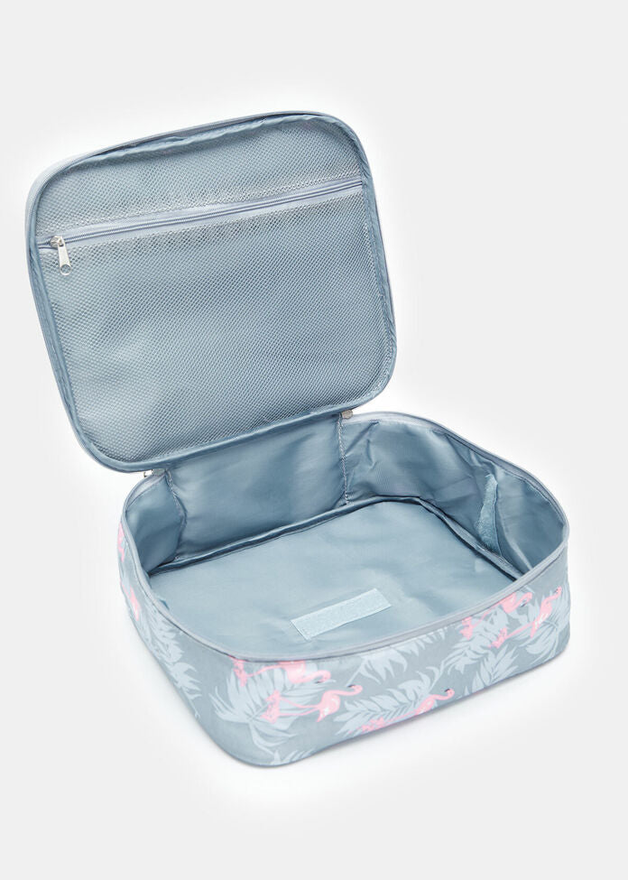 Best Travel Makeup Cosmetic Case Organizer - Flamingo Travel Cosmetic Bag