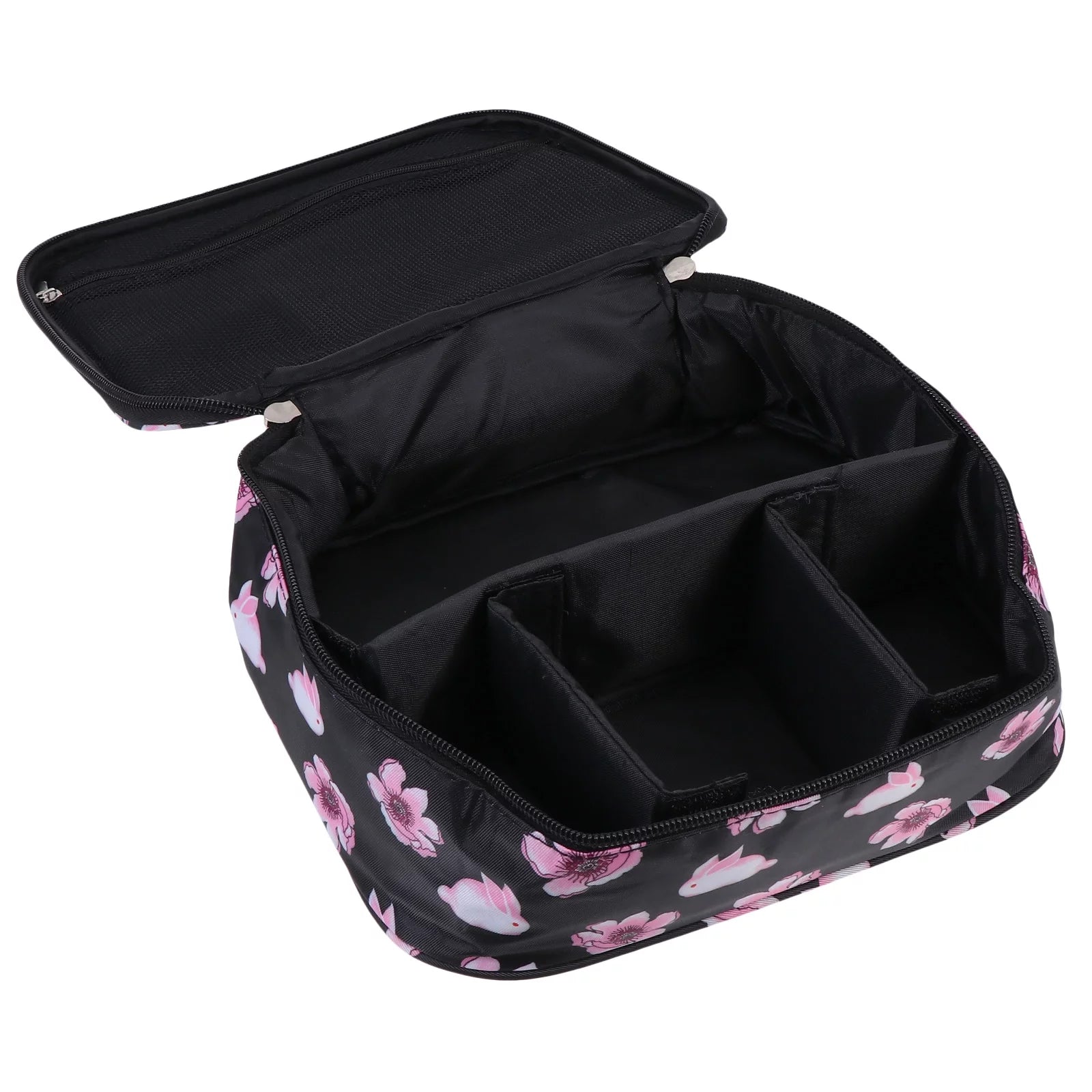 Portable rose Pattern Makeup travel Bag