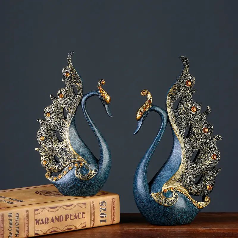 Antique Resin Blue set Swan Planter