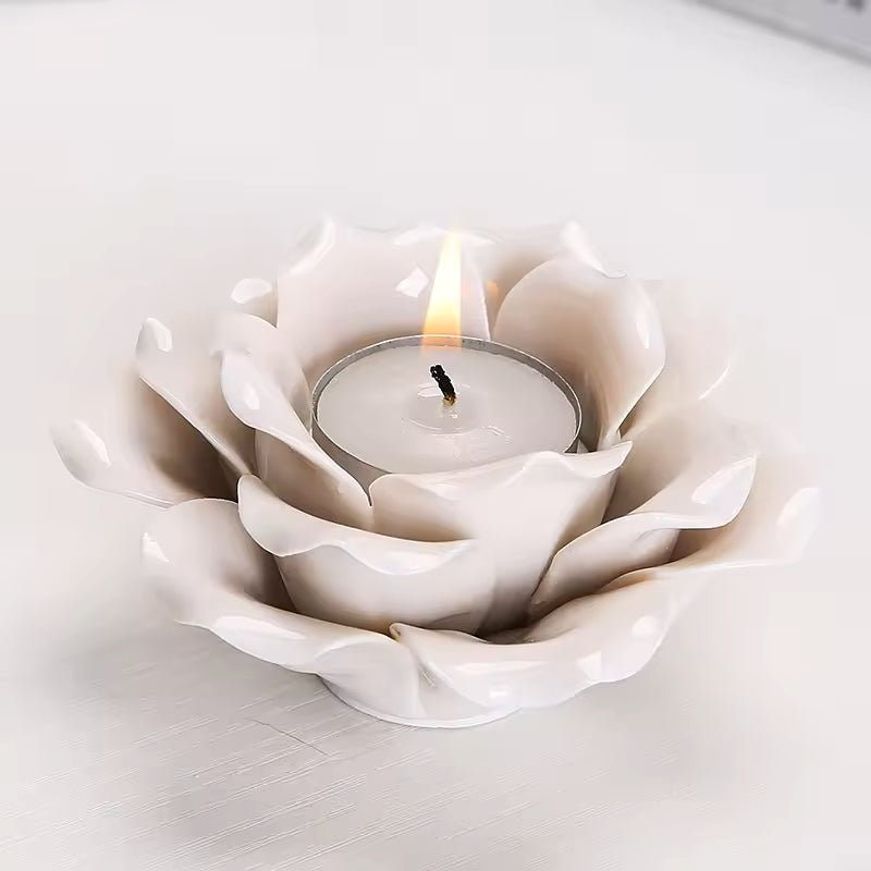 Ceramic Rose Candle Holder