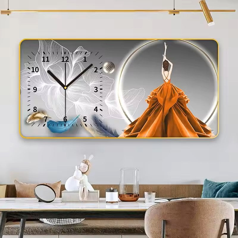 Nordic Luxury Crystal Panel Wall Clock
