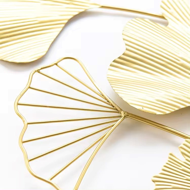 Creative and Modern Luxury Nordic Ginkgo Leaf Metal Wall Art - Gold color - Home Decor - e - Stylish