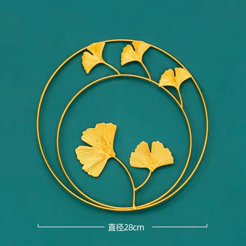 Gold Leaves - Metal Wall Art Ginkgo Leaf - Round - Wall Decor - e - Stylish