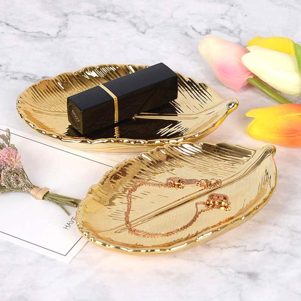 Golden Leaf Ceramic Tray - Gifts and Home decorationaccessories